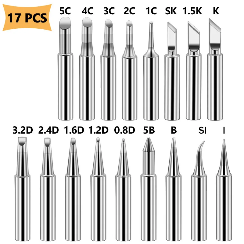 15/17pcs Pure Copper 900M-T Electric Soldering Iron Tip Lead-free Solder Tips Welding Head BGA Soldering Tools
15/17pcs Pure Copper 900M-T Electric Soldering Iron Tip Lead-free Solder Tips Welding Head BGA Soldering Tools