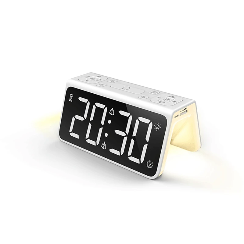 Electronic Alarm Clock Noiseless Design Digital LED Large Display Mirror USB Charging Brightness Adjustment with FM Radio Clock
Electronic Alarm Clock Noiseless Design Digital LED Large Display Mirror USB Charging Brightness Adjustment with FM Radio Clock
