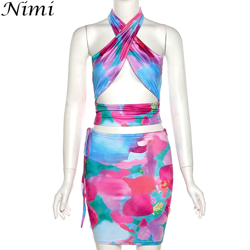 2021New Women Clothing Bandage Halter Vest Print Set Mini Skirt Summer Sleeveless Casual Backless Conjuntos De Mujer Rose Red
2021New Women Clothing Bandage Halter Vest Print Set Mini Skirt Summer Sleeveless Casual Backless Conjuntos De Mujer Rose Red