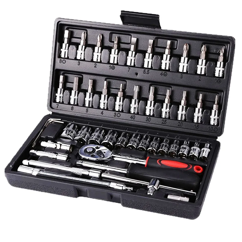 Hand Tool Sets Car Repair Tool Kit Mechanical Tools Box for Home DIY 1/4" Socket Wrench Set Ratchet Screwdriver Bits 46PCS Set
Hand Tool Sets Car Repair Tool Kit Mechanical Tools Box for Home DIY 1/4" Socket Wrench Set Ratchet Screwdriver Bits 46PCS Set