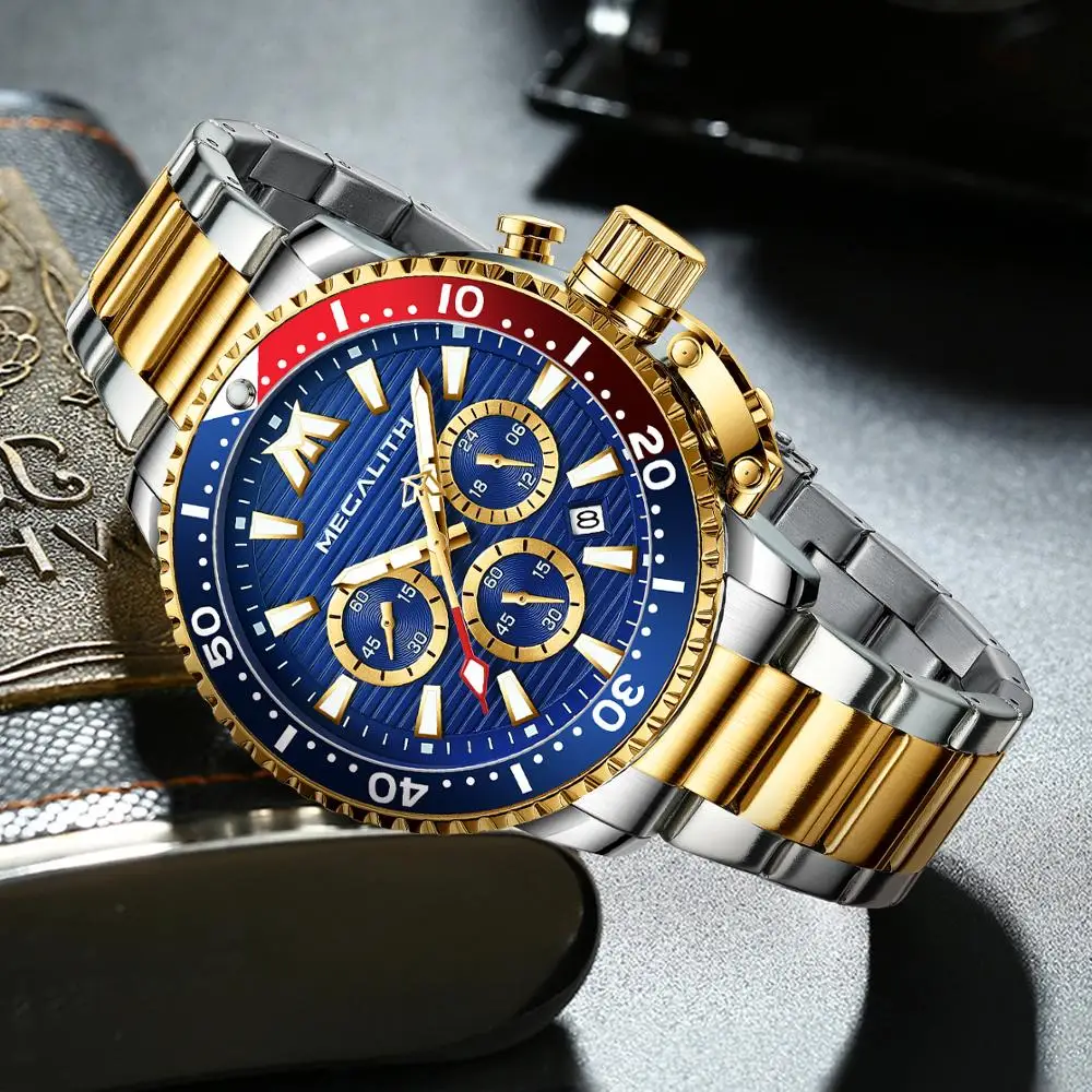 Часы MEGALITH мужские наручные кварцевые спортивные водонепроницаемые брендовые