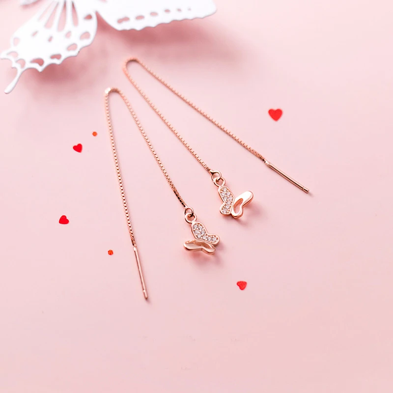 Butterfly Drop Earrings 100% Real 925 Sterling Silver Cute Hollow Butterfly Threader Earrings Pull Through Earrings for Women
Butterfly Drop Earrings 100% Real 925 Sterling Silver Cute Hollow Butterfly Threader Earrings Pull Through Earrings for Women