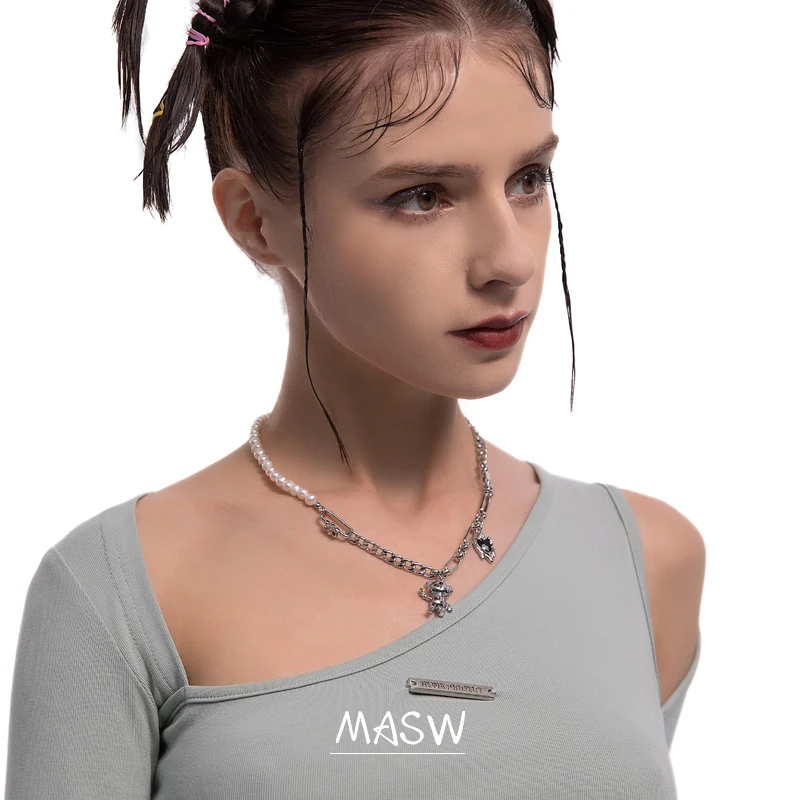 MASW Original Design Chain Necklace For Women Popular Style Metal Brass Asymmetrical Natural Freshwater Pearl Necklace Jewelry
MASW Original Design Chain Necklace For Women Popular Style Metal Brass Asymmetrical Natural Freshwater Pearl Necklace Jewelry