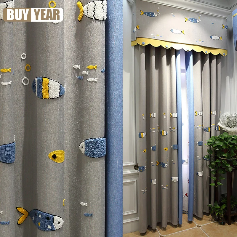 Nordic Gray Cartoon Fish Cotton and Linen Children's Room Curtain Cloth Boy Bedroom Boy Room Bay Window Curtain
Nordic Gray Cartoon Fish Cotton and Linen Children's Room Curtain Cloth Boy Bedroom Boy Room Bay Window Curtain