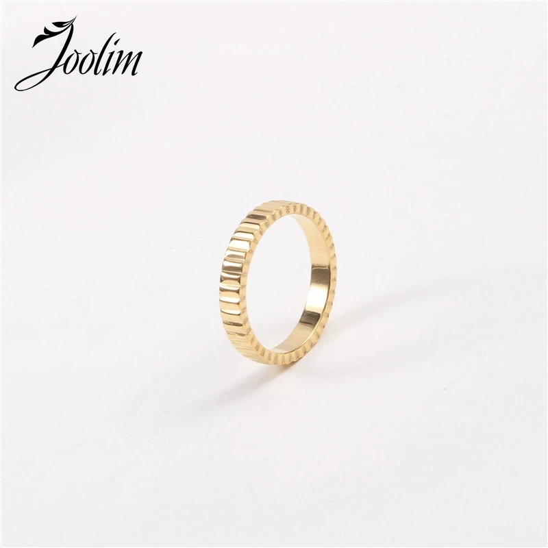 Joolim высокого класса 18K Золото PVD Модные Простые Асимметричные плетеные кольца для