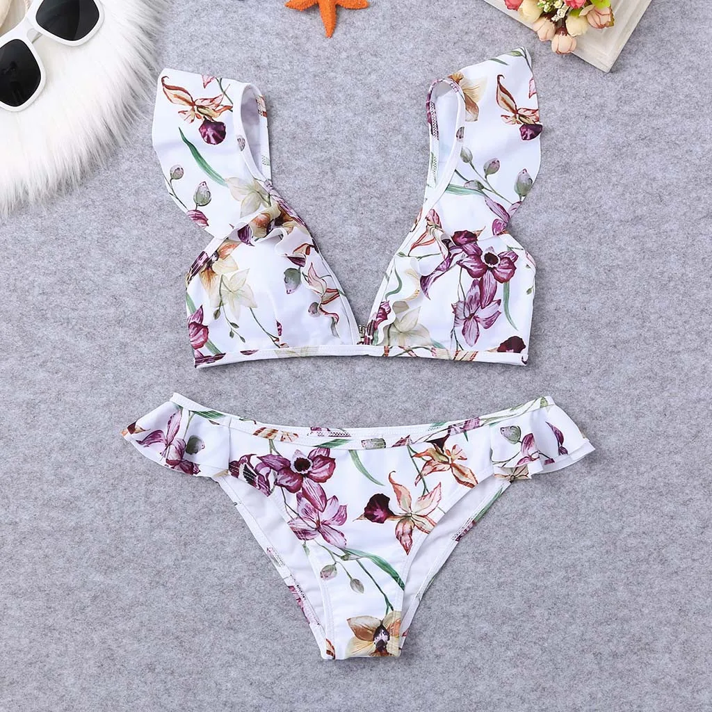 Women Ruffles Floral Print Bikini Set Swimming Two Piece Swimsuits Swimwear Beach Suit Triangle stroje k pielowe damskie biquini
Women Ruffles Floral Print Bikini Set Swimming Two Piece Swimsuits Swimwear Beach Suit Triangle stroje k pielowe damskie biquini
