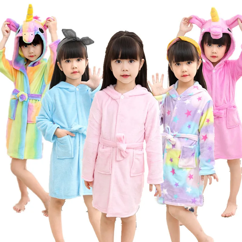 

Детские пижамы для маленьких мальчиков и девочек, ночная рубашка, Мультяшные детские толстовки, одежда для сна, халаты, коралловые фланелевые милые халаты для ванной