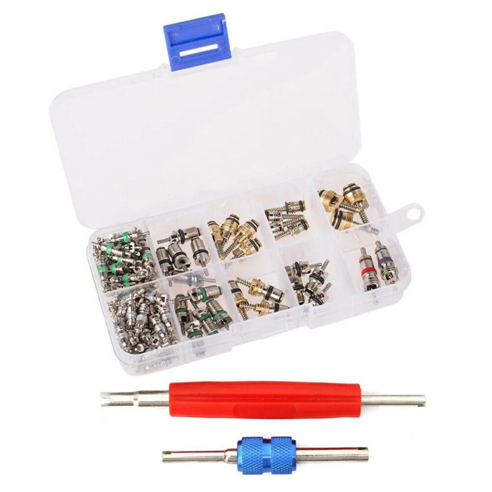 Car Air Conditioning Valve Core Removal Tool Air Conditioning System Repair Kit Quick Sealing Kit For R12 & R134a 102 Pieces/set
Car Air Conditioning Valve Core Removal Tool Air Conditioning System Repair Kit Quick Sealing Kit For R12 & R134a 102 Pieces/set