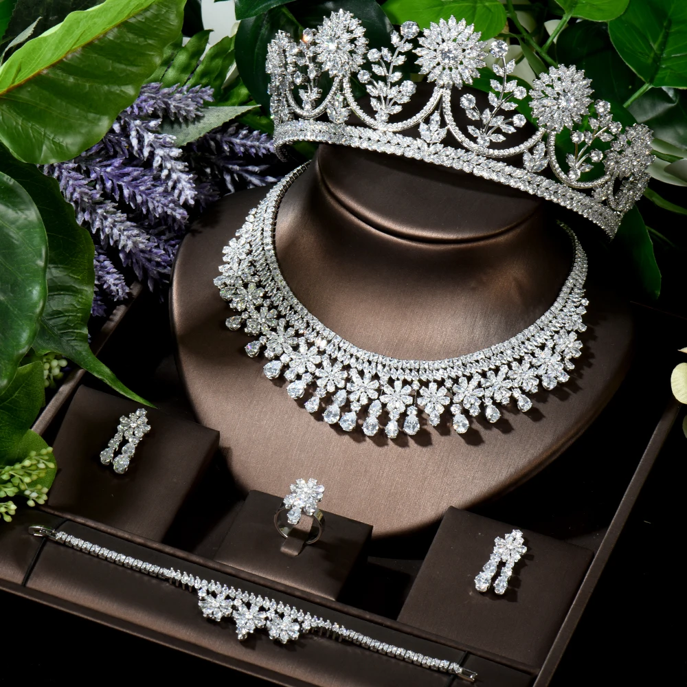 HIBRIDE Luxury Dubai Jewelry Sets Full CZ Bridal Hair Tiaras Necklace Earring Sets Ladies Wedding Sets pulseras mujer N-1622
HIBRIDE Luxury Dubai Jewelry Sets Full CZ Bridal Hair Tiaras Necklace Earring Sets Ladies Wedding Sets pulseras mujer N-1622