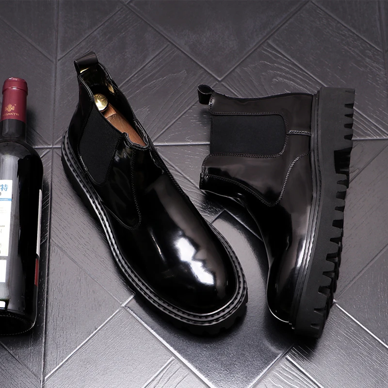 England designer men's luxury fashion platform boots black genuine leather shoes handsome chelsea botines hombre ankle botas man
England designer men's luxury fashion platform boots black genuine leather shoes handsome chelsea botines hombre ankle botas man