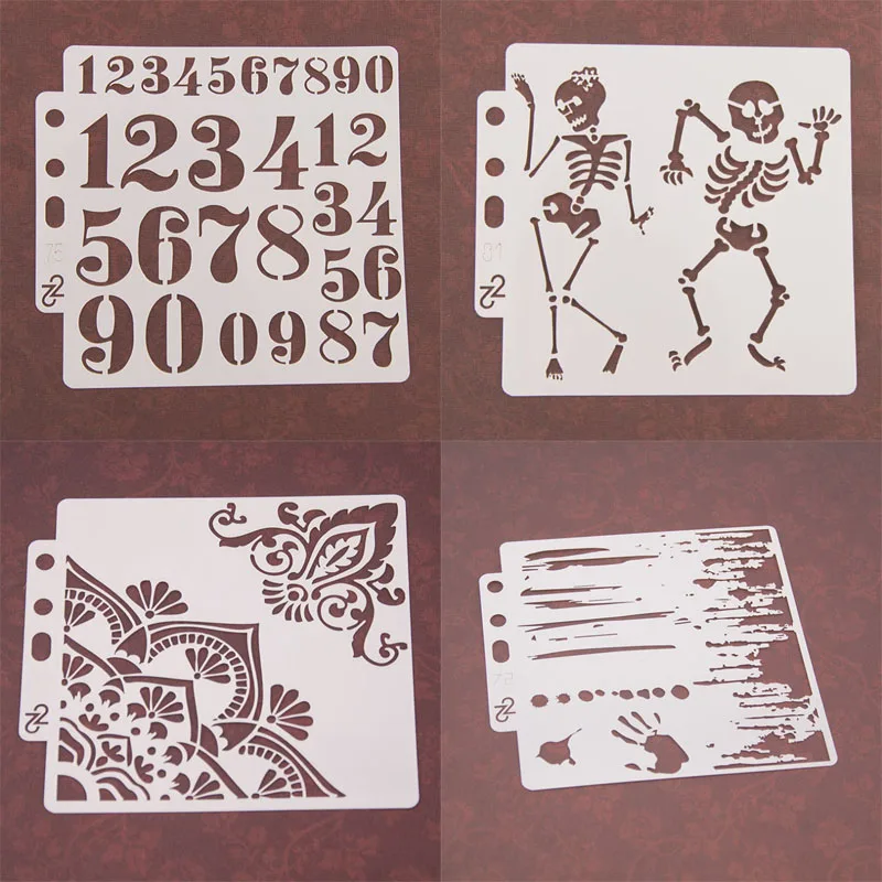 4pc Spray Skeleton Stencil DIY Scrapbooking Stamping Coloring Embossing Drawing Painting Template Decoration Crafts Reusable
4pc Spray Skeleton Stencil DIY Scrapbooking Stamping Coloring Embossing Drawing Painting Template Decoration Crafts Reusable