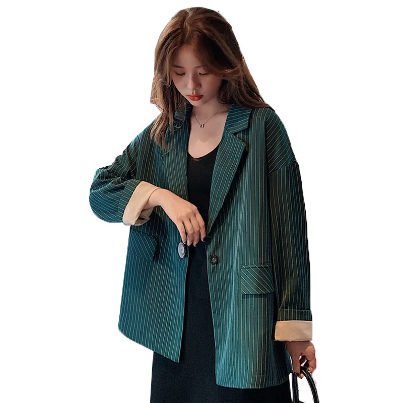 Women's Blazer New 2020 Spring Suit Korean Loose Casual Jacket High Quality Single-breasted Stripe Ladies Suit Blazer Feminino
Women's Blazer New 2020 Spring Suit Korean Loose Casual Jacket High Quality Single-breasted Stripe Ladies Suit Blazer Feminino