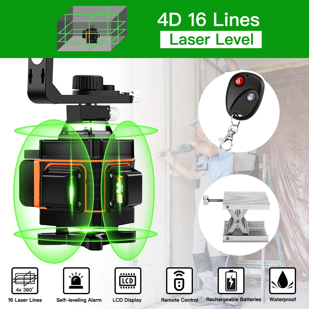 16 Lines 4D Laser Level green line Self-Leveling 360 Horizontal And Vertical Super Powerful Laser level green Beam laser level
16 Lines 4D Laser Level green line Self-Leveling 360 Horizontal And Vertical Super Powerful Laser level green Beam laser level