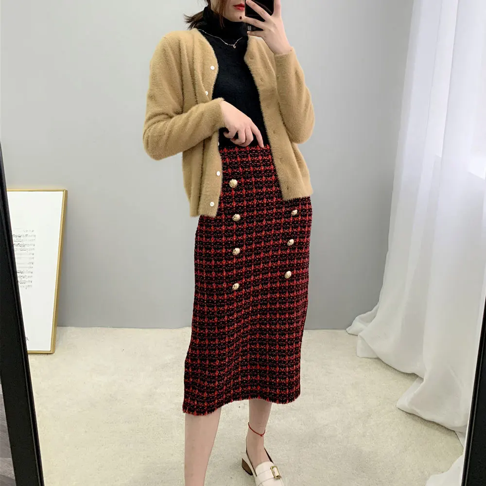 Sherhure 2020 High Waist Knitted Bodycon Skirts Vintage Plaid Autumn Winter Women Midi Skirt Faldas Jupe Femme Saia
Sherhure 2020 High Waist Knitted Bodycon Skirts Vintage Plaid Autumn Winter Women Midi Skirt Faldas Jupe Femme Saia