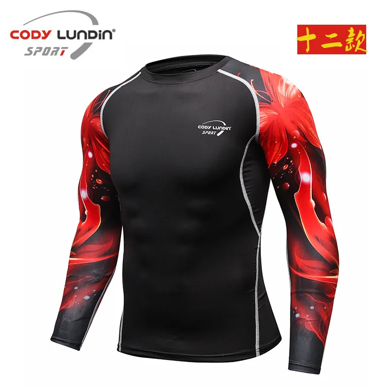 

Gym Fitness Compression Shirt Men Running Shirts Long Sleeve Tight Sport Workout Tee Tops Crossfit Thai Boxing MMA Muay Tshirt