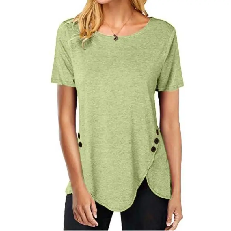 New Women's Short Sleeves Irregular Hem Opening Buttons Trend Short Sleeve Round Neck Fashion Female T-shirt Plus Size S-5XL
New Women's Short Sleeves Irregular Hem Opening Buttons Trend Short Sleeve Round Neck Fashion Female T-shirt Plus Size S-5XL