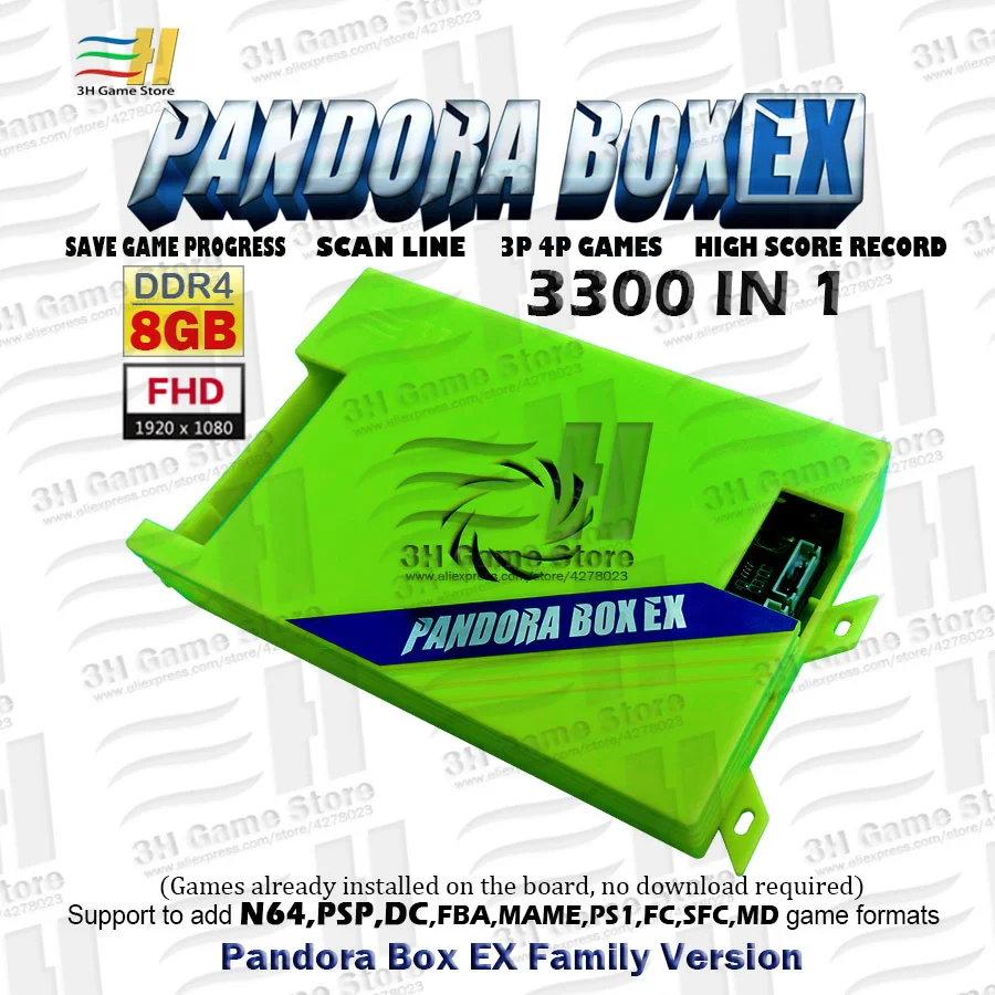 2021 Pandora Box EX 3300 in 1 family board DDR4 8GB RAM FHD 1080P save game High score record support N64 DC PSP PS1 3d tekken 6
2021 Pandora Box EX 3300 in 1 family board DDR4 8GB RAM FHD 1080P save game High score record support N64 DC PSP PS1 3d tekken 6