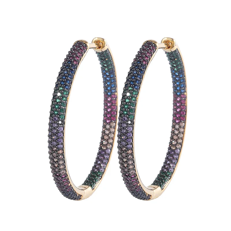 Two Tones Rainbow Cubic Zirconia Hoop Earrings For Women Hip Hoop pendientes mujer Wholesale FE53
Two Tones Rainbow Cubic Zirconia Hoop Earrings For Women Hip Hoop pendientes mujer Wholesale FE53