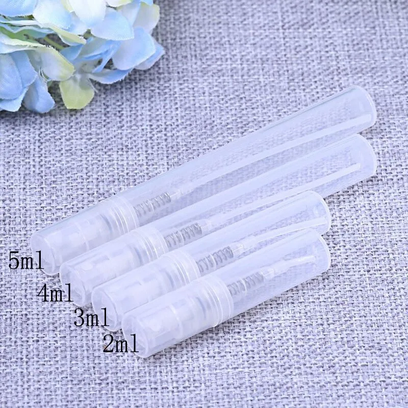 

100pcs 2ml 3ml 4ml 5ml plastic Refillable bottle dull polish translucence Sample spray perfume bottle