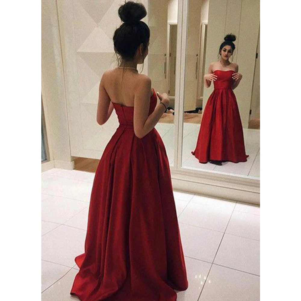 Red Strapless Evening Dresses Long 2021 Elegant Sexy Satin Ball Gown Simple Sweetheart A-Line Vintage Prom Dress robes de soirée
Red Strapless Evening Dresses Long 2021 Elegant Sexy Satin Ball Gown Simple Sweetheart A-Line Vintage Prom Dress robes de soirée