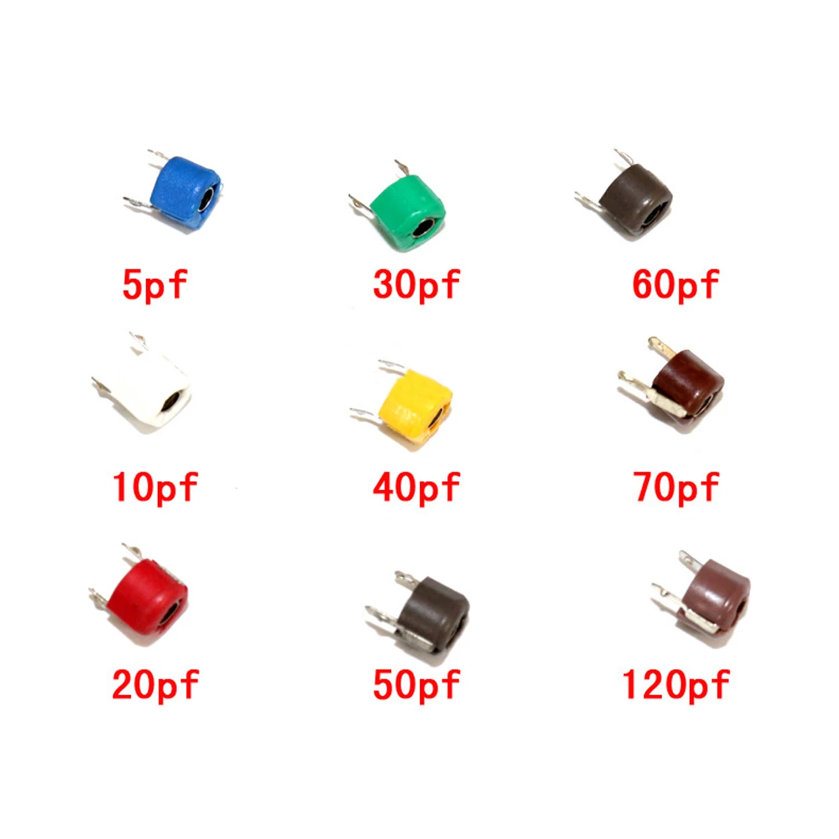 45 шт. набор конденсаторов с регулируемым триммером JML06 5pf 10pf 20pf 30pf 40pf 50pf 60pf 70pf 120pf