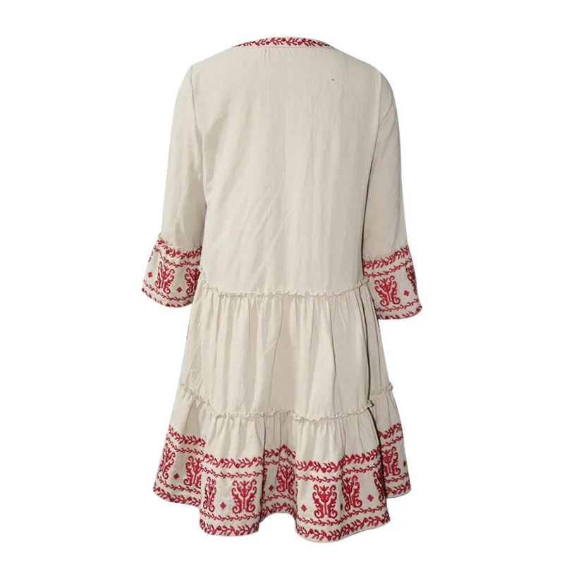 BAMBOOBOY New Women's V-neck Embroidered Bohemian Holiday Beach Cotton Linen Loose Dress FC1008
BAMBOOBOY New Women's V-neck Embroidered Bohemian Holiday Beach Cotton Linen Loose Dress FC1008