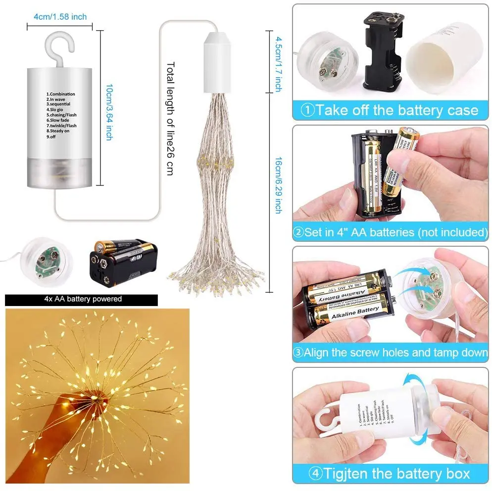 LED Firework Lights Outdoor Waterproof Garland Starburst String Light Hanging Lamps for Christmas Tree Home Wedding Decoration
LED Firework Lights Outdoor Waterproof Garland Starburst String Light Hanging Lamps for Christmas Tree Home Wedding Decoration