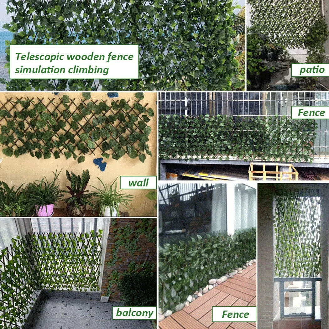 Artificial Ivy Leaves Expanding Trellis Fence Wooden Hedge Garden Privacy Screen Climbing Frame Garden Decoration
Artificial Ivy Leaves Expanding Trellis Fence Wooden Hedge Garden Privacy Screen Climbing Frame Garden Decoration