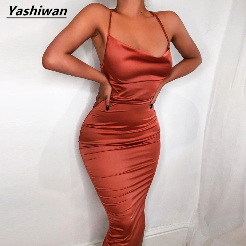 Neon Satin Lace Up 2021 Summer Women Bodycon Long Midi Dress Sleeveless Backless Elegant Party Outfits Sexy Club Clothes
Neon Satin Lace Up 2021 Summer Women Bodycon Long Midi Dress Sleeveless Backless Elegant Party Outfits Sexy Club Clothes