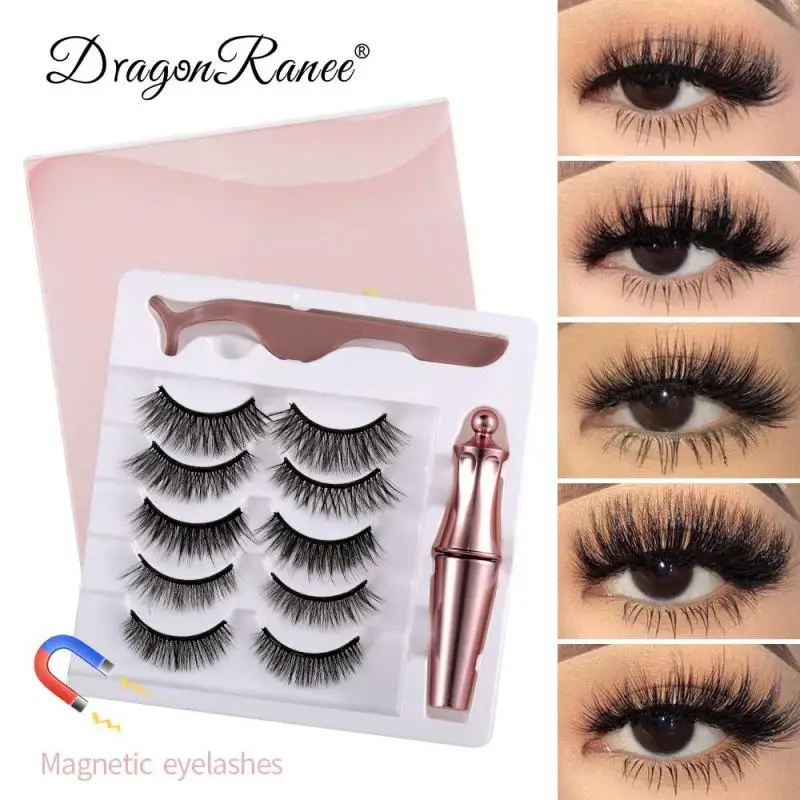 DRAGON RANEE 5 Pairs Of 3D Magnetic Alse Eyelashes Set Liquid Eyeliner Magnet Eyelashes False Lashes Lasting Women Makeup TSLM 
DRAGON RANEE 5 Pairs Of 3D Magnetic Alse Eyelashes Set Liquid Eyeliner Magnet Eyelashes False Lashes Lasting Women Makeup TSLM