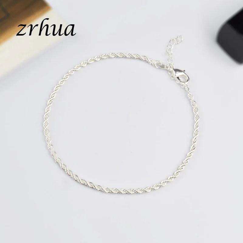 

Romantic Twisted chain Silver Color Bracelets & Bangles Adjustable Women Charm Anklets Jewelry Gifts Gold Color Bijoux