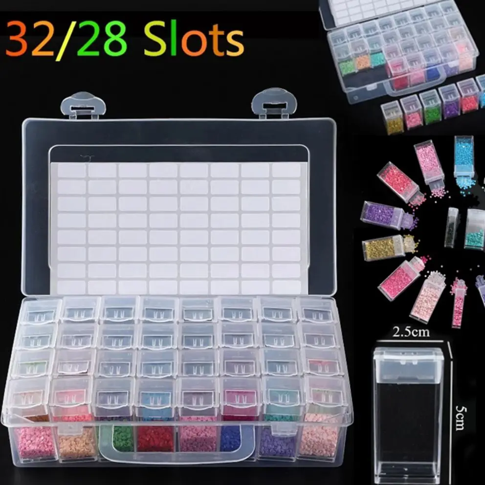 32/28 Grids 5D DIY Diamond Painting Drill Boxes Jewelry Box Rhinestone Embroidery Crystal Bead Organizer Storage Case Container 
32/28 Grids 5D DIY Diamond Painting Drill Boxes Jewelry Box Rhinestone Embroidery Crystal Bead Organizer Storage Case Container