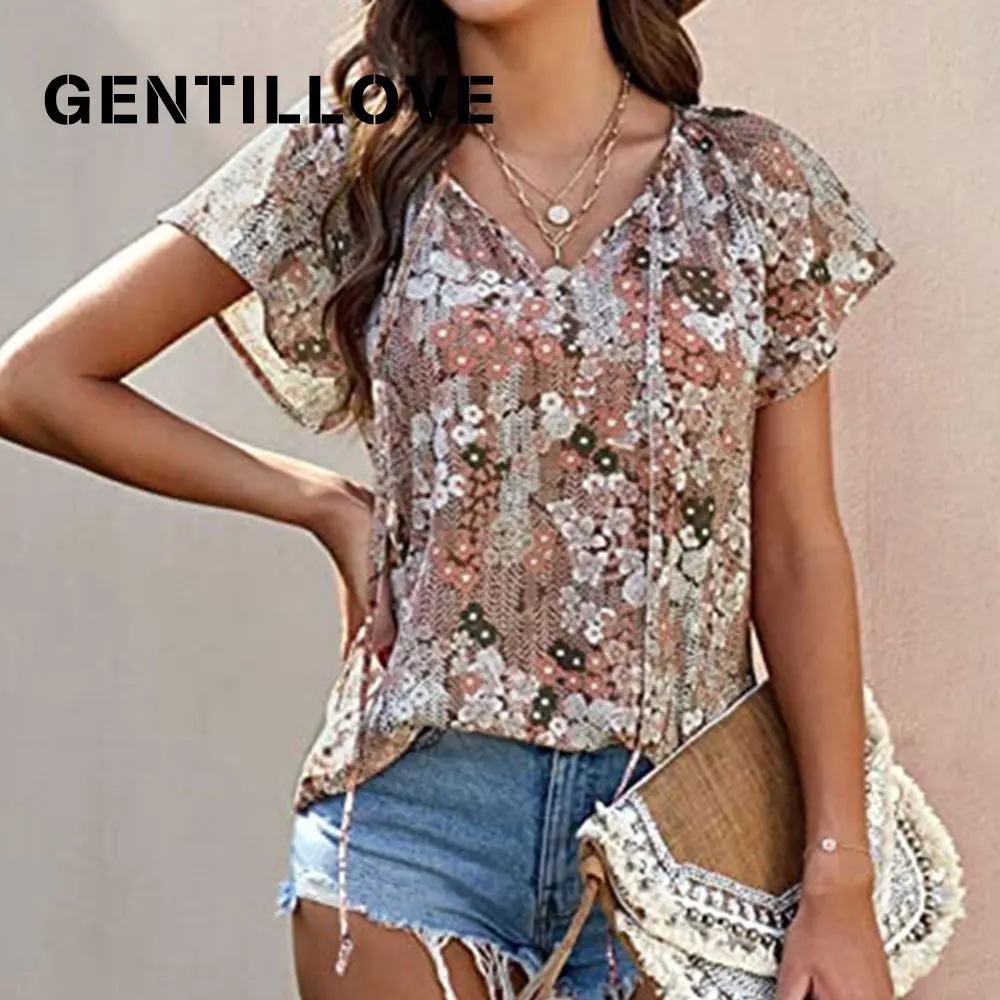 Gentillove Women Summer Casual Floral Print Lace Up Shirts Elegant Boho Chiffon Loose Blouse 2021 Beach Tops T Shirt Tunic
Gentillove Women Summer Casual Floral Print Lace Up Shirts Elegant Boho Chiffon Loose Blouse 2021 Beach Tops T Shirt Tunic
