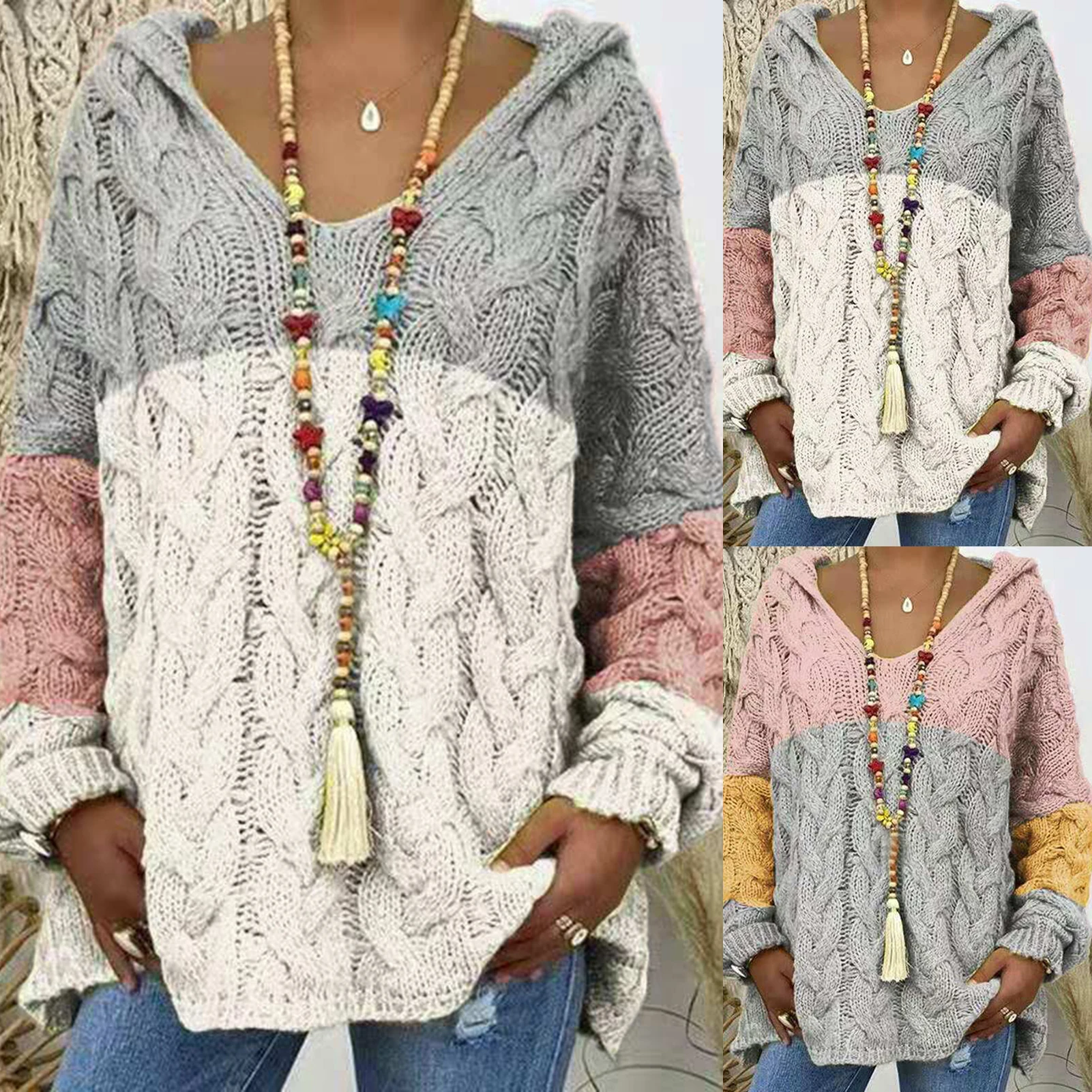2020 New Autumn Winter Women Tops V-Neck Long Sleeve Loose Women Sweater Fashion Patchwork Thick Pullover Casual Plus Size Tops
2020 New Autumn Winter Women Tops V-Neck Long Sleeve Loose Women Sweater Fashion Patchwork Thick Pullover Casual Plus Size Tops