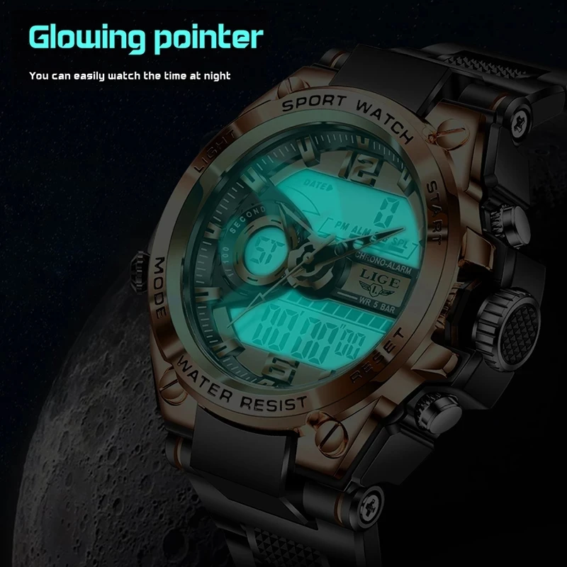 2021LIGE New Sport Men Quartz Digital Watch Creative Diving Watches Men Waterproof Alarm Watch Dual Display Clock erkek saat+Box
2021LIGE New Sport Men Quartz Digital Watch Creative Diving Watches Men Waterproof Alarm Watch Dual Display Clock erkek saat+Box
