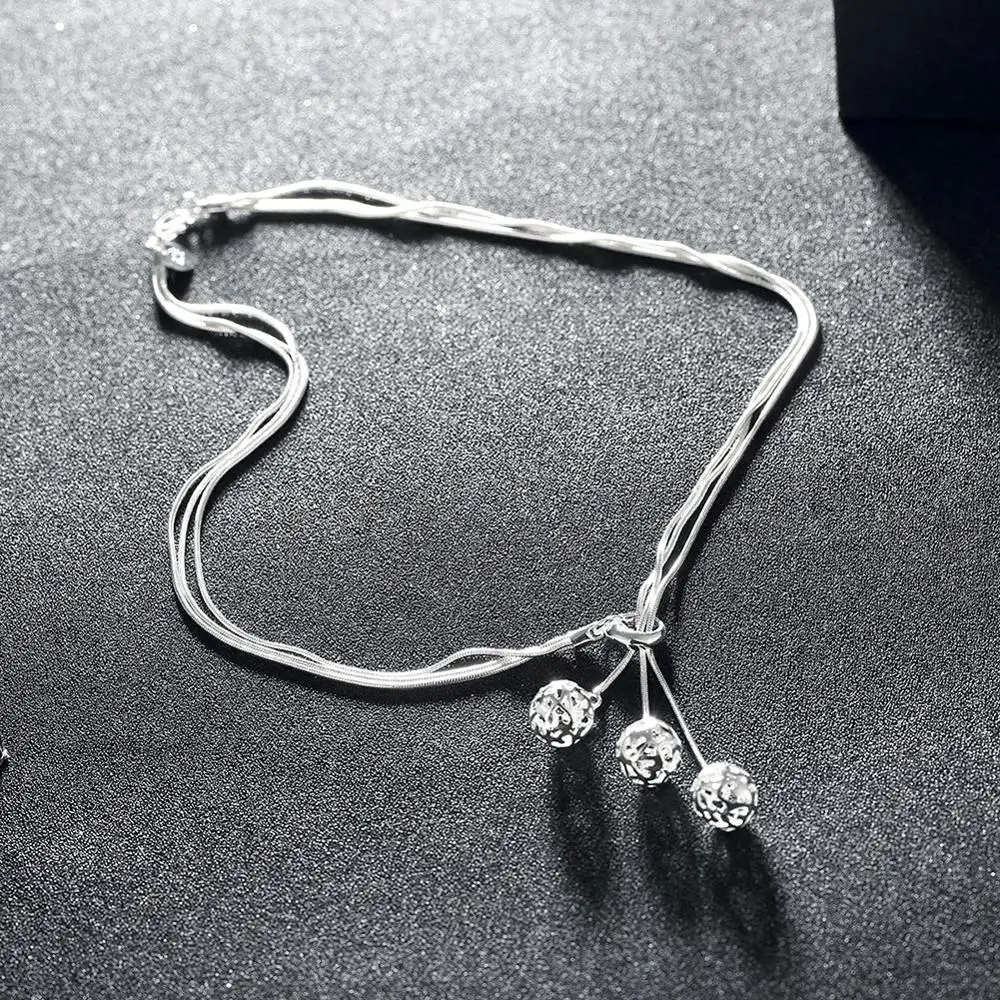 Trendy 925 Sterling Silver Cute Ball Pendant Necklace Clavicle Necklace Female Charm Fine jewelry For Women Birthday Present
Trendy 925 Sterling Silver Cute Ball Pendant Necklace Clavicle Necklace Female Charm Fine jewelry For Women Birthday Present