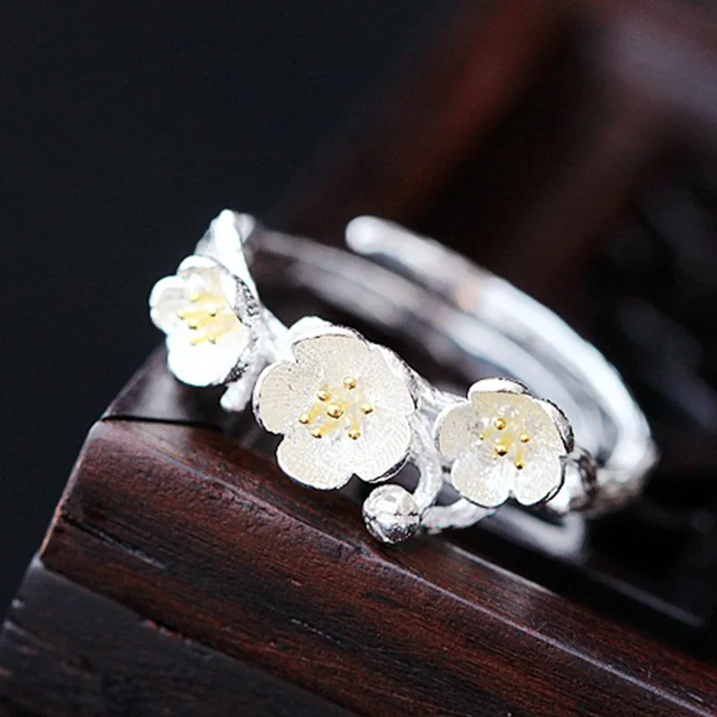 Женские открытые кольца Milangirl с цветком сливы ручной работы вечерние украшения