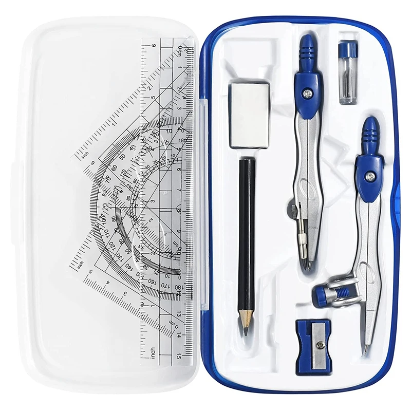 10 Piece Math Geometry Kit Sets Student Supplies for Drafting and Drawings with Shatterproof Storage Box
10 Piece Math Geometry Kit Sets Student Supplies for Drafting and Drawings with Shatterproof Storage Box
