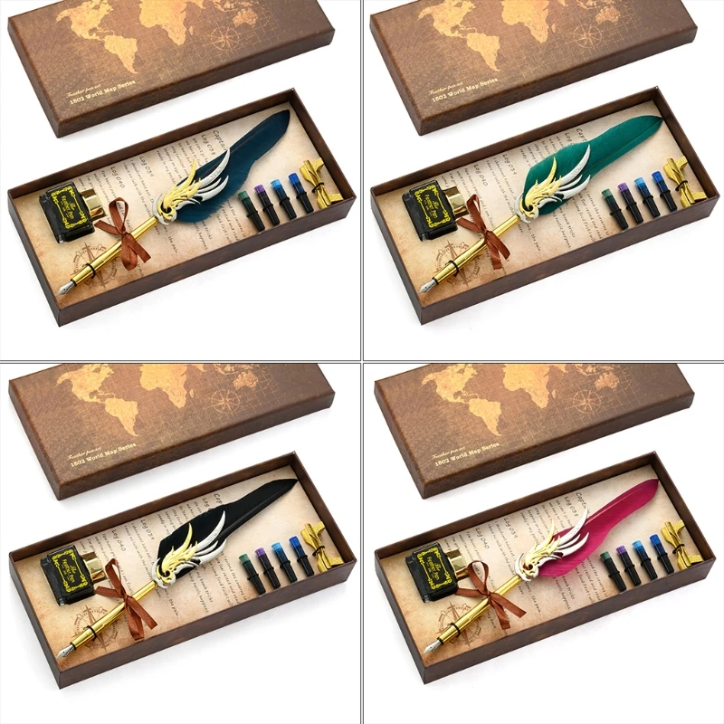Portable Feather Pen Set Vintage Quill Feather Pen Ink Set Antique Calligraphy Writing Quill Pen Feather Quill Pen T8DB
Portable Feather Pen Set Vintage Quill Feather Pen Ink Set Antique Calligraphy Writing Quill Pen Feather Quill Pen T8DB