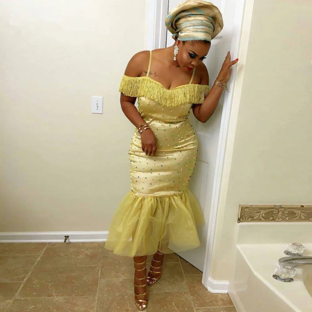 Sexy Gold African Pearls Mermaid Evening Dresses Tassel Teal Length Aso Ebi Prom Gowns Off The Shoulder Party Dress Gonna
Sexy Gold African Pearls Mermaid Evening Dresses Tassel Teal Length Aso Ebi Prom Gowns Off The Shoulder Party Dress Gonna