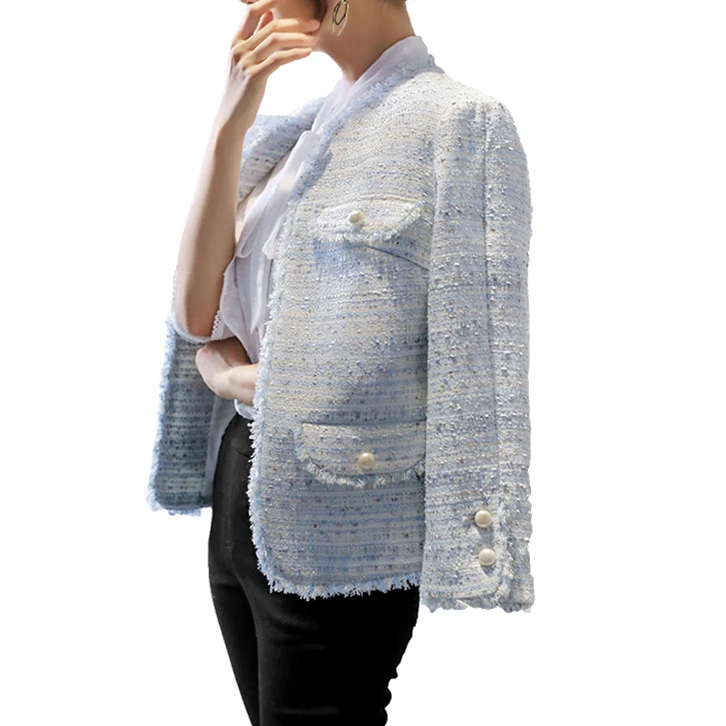 Light blue Women's Jacket Tweed Holiday Spring/Autumn/Winter Jacketr T Business Classic Ladies One Piece Jacket Coat
Light blue Women's Jacket Tweed Holiday Spring/Autumn/Winter Jacketr T Business Classic Ladies One Piece Jacket Coat