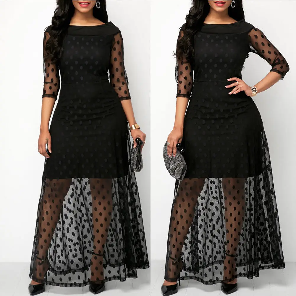 Summer Black Polka Dot Mesh Long Maxi Dress Women Beach Ladies PatchworkTulle Lace Long Dress 2021 New
Summer Black Polka Dot Mesh Long Maxi Dress Women Beach Ladies PatchworkTulle Lace Long Dress 2021 New