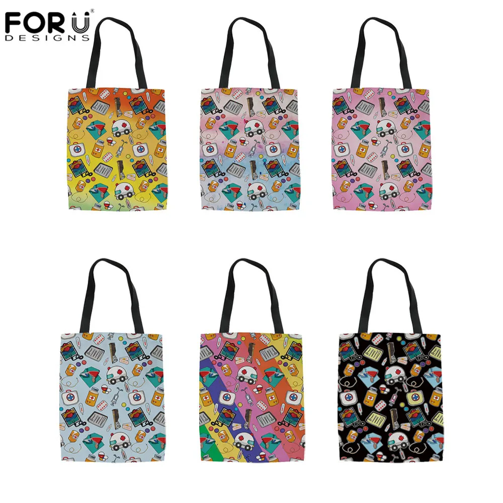 FORUDESIGNS Ladies Fashion Reusable Handle Tops Bags Female Canvas Shoulder Shopping Bags For Femme Medical Nurse Sketch Totes
FORUDESIGNS Ladies Fashion Reusable Handle Tops Bags Female Canvas Shoulder Shopping Bags For Femme Medical Nurse Sketch Totes