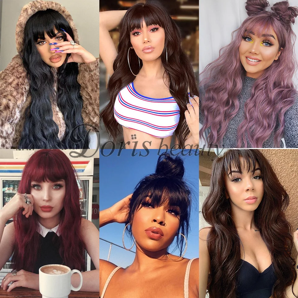 Doris Beauty Long Synthetic Black Wigs with Bangs Water Wave Red Brown Purple Cosplay and Daily Party Hair
Doris Beauty Long Synthetic Black Wigs with Bangs Water Wave Red Brown Purple Cosplay and Daily Party Hair