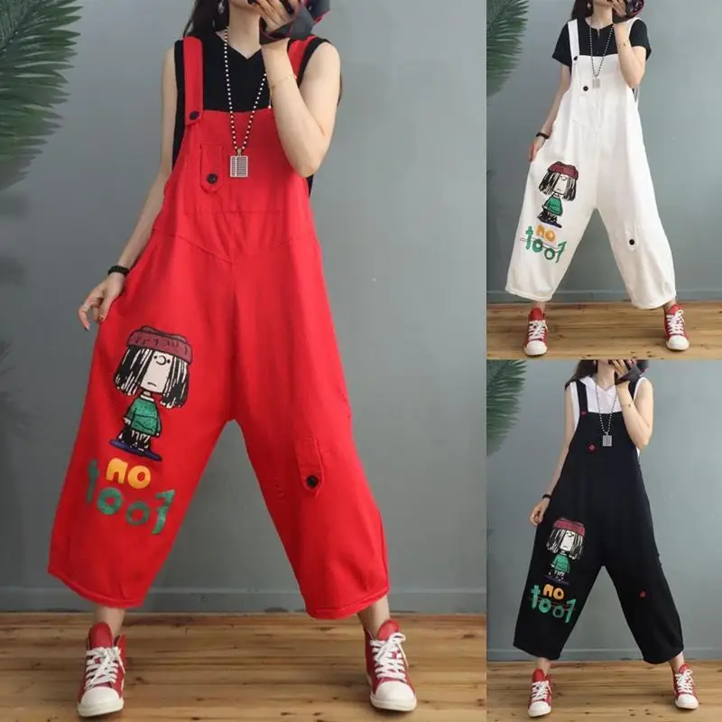 Spring and summer new oversize loose casual cartoon printed denim suspenders women's Korean age reducing pants Jumpsuit
Spring and summer new oversize loose casual cartoon printed denim suspenders women's Korean age reducing pants Jumpsuit