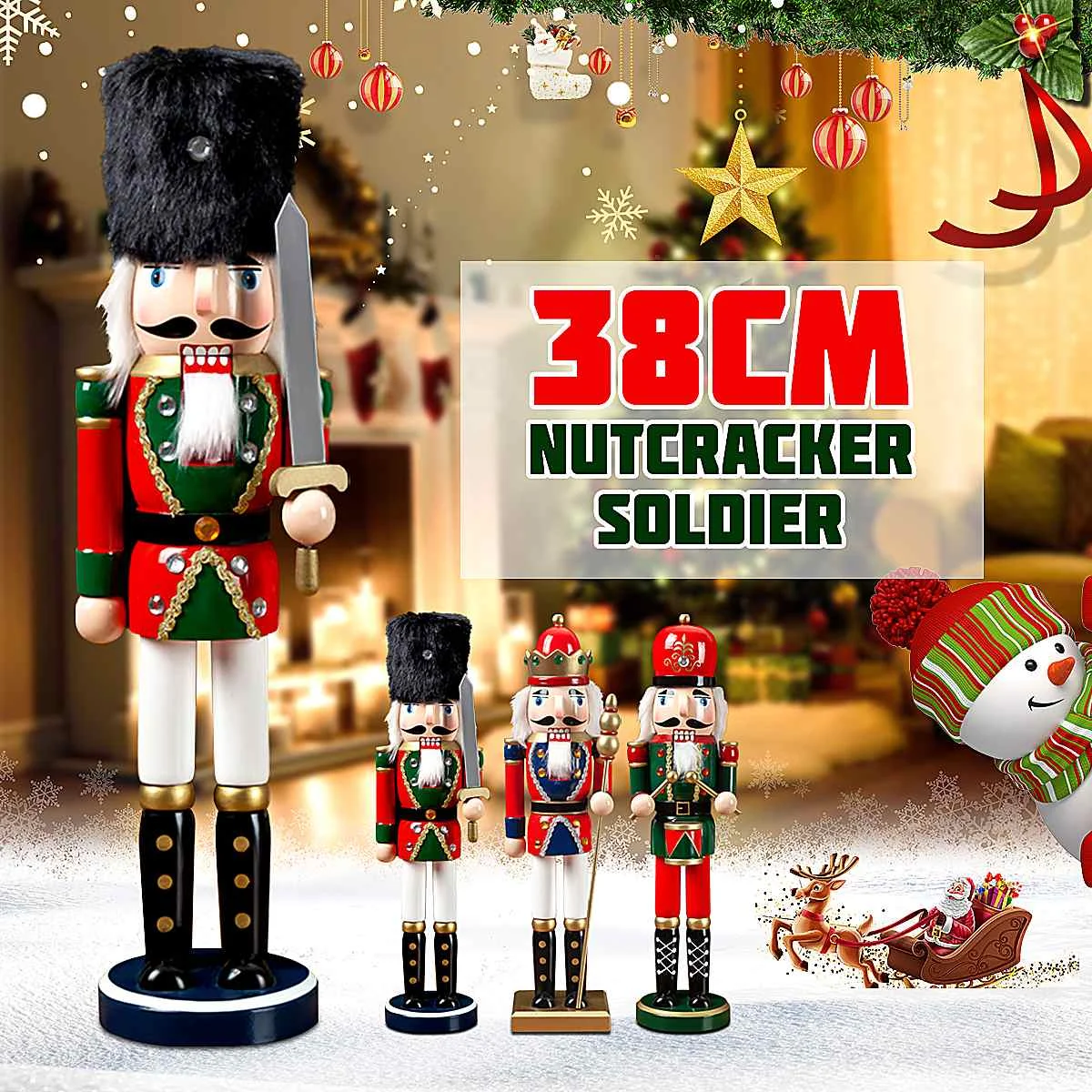 38cm Handpainted Wooden Nutcracker Figurines Christmas Ornaments Dolls For Friends and Kids Home Decoration Accessories
38cm Handpainted Wooden Nutcracker Figurines Christmas Ornaments Dolls For Friends and Kids Home Decoration Accessories