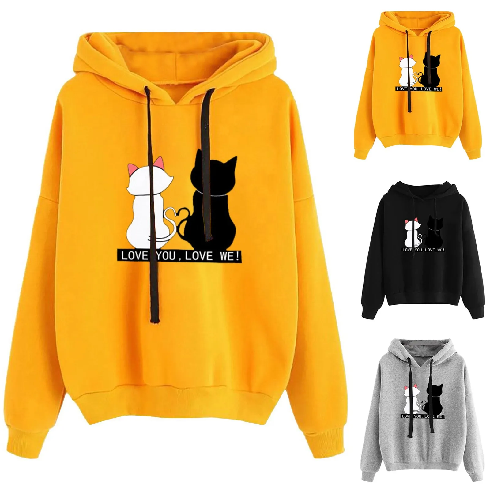 Hoodie Women's Cat Printing Sweatshirt Loose Casual Fashion Long Sleeve Tops Harajuku Hoodies moletom feminino Love you Love we
Hoodie Women's Cat Printing Sweatshirt Loose Casual Fashion Long Sleeve Tops Harajuku Hoodies moletom feminino Love you Love we