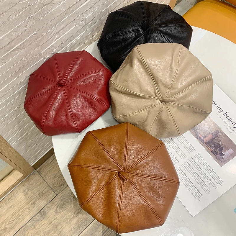 Vintage Beret Cap Fashion Women Casual PU Leather Beret Hat for Women French Autumn Winter Retro Beanie Caps Hot Solid Color
Vintage Beret Cap Fashion Women Casual PU Leather Beret Hat for Women French Autumn Winter Retro Beanie Caps Hot Solid Color