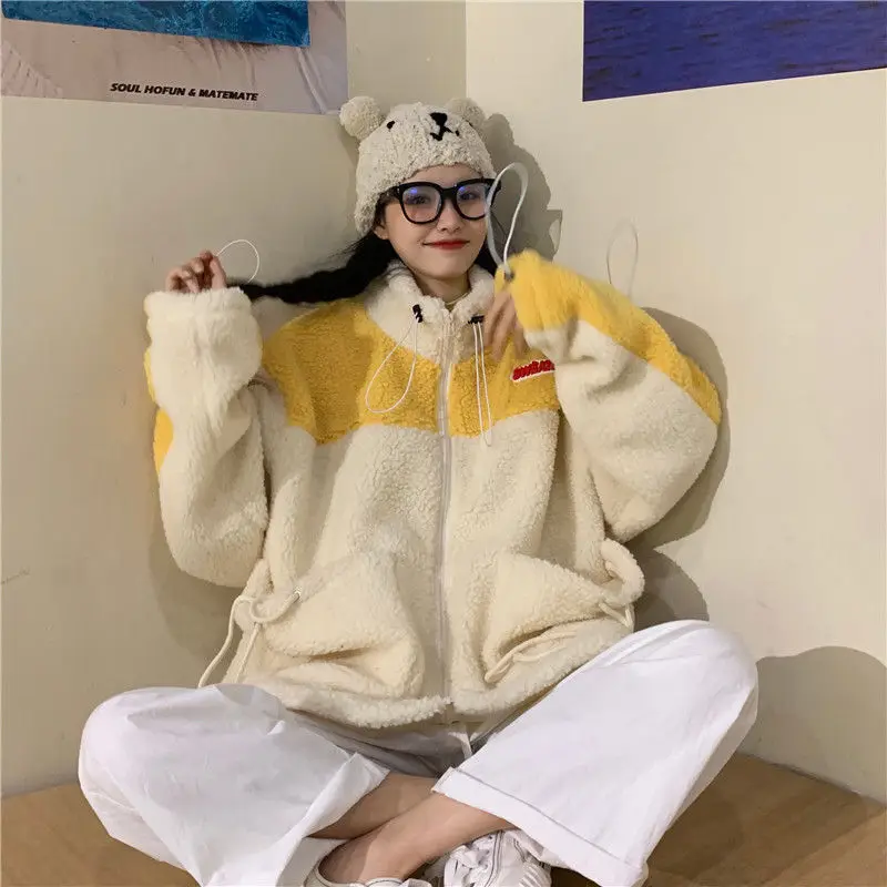 Embroidery Imitation Lambswool zip-up clothes women hoodie 2021 Autumn Winter Korean style velvet tops oversize sweatshirt
Embroidery Imitation Lambswool zip-up clothes women hoodie 2021 Autumn Winter Korean style velvet tops oversize sweatshirt