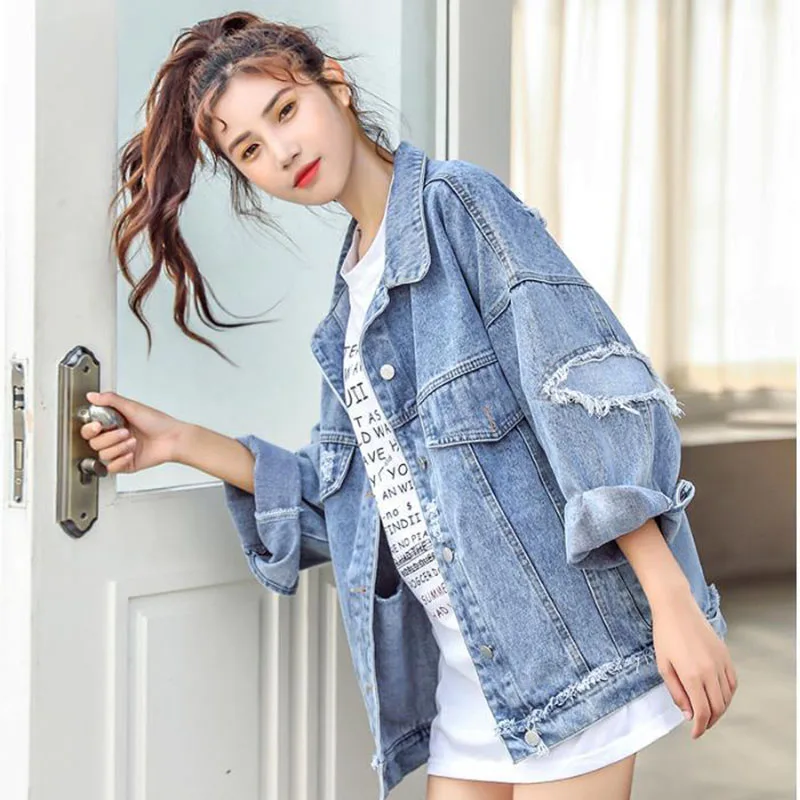 Women Jacket Spring Autumn Fashion Hole Denim Jacket 2023 New Large size Solid color Single-breasted Women's Denim Jacket JK171
Women Jacket Spring Autumn Fashion Hole Denim Jacket 2023 New Large size Solid color Single-breasted Women's Denim Jacket JK171